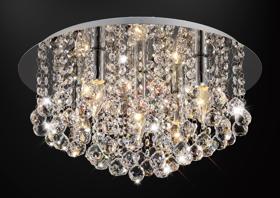 D0145  Acton Crystal Round Flush Ceiling 5 Light Polished Chrome
